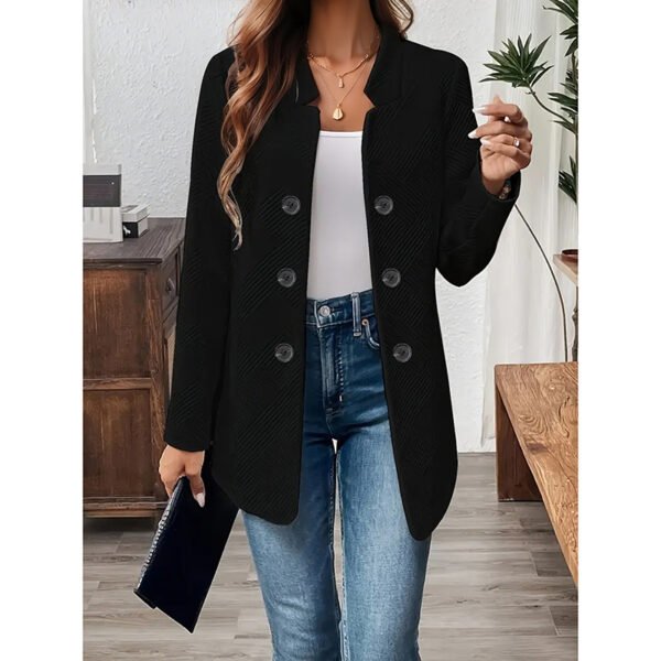 Women's Casual Business Open Front Cardigan Coat Long Sleeve Notch Collar Office Blazer Jacket - Image 5