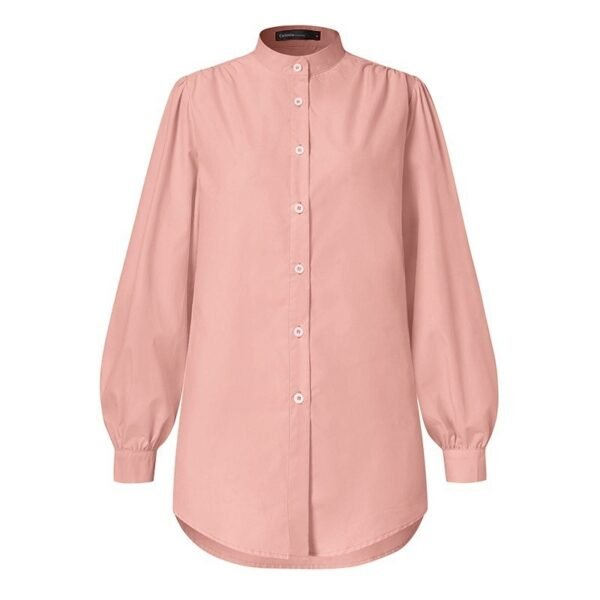 New Women's Bubble Long-sleeved Shirt Turtleneck Loose Office Top Shirt - Image 4