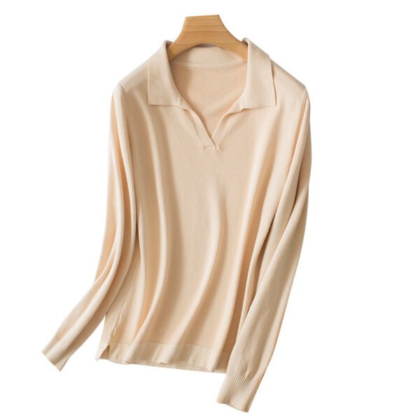 New T-shirt women''s Pullover Sweater solid color loose shirt - Image 2