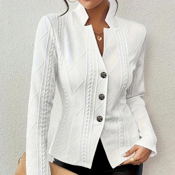 Women's Elegant Textured Open Front Business Casual Work Office Blazer Jacket Suit - Image 3