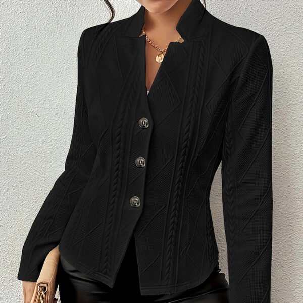 Women's Elegant Textured Open Front Business Casual Work Office Blazer Jacket Suit - Image 9