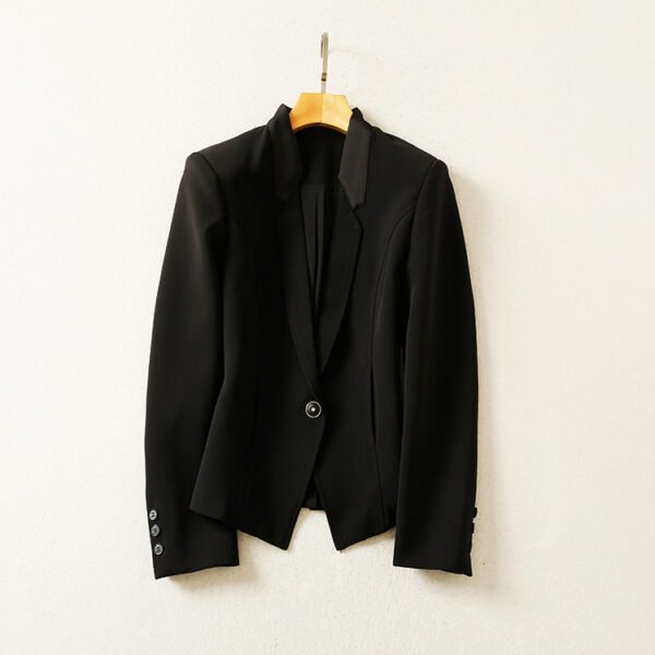 Black Small Suit Coat Two Piece Pleated Half Skirt Set Women - Image 2