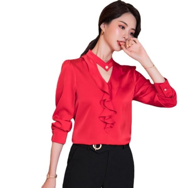 Business Office Blouse Beauty Salon Front Desk Professional Wear Shirt - Image 5