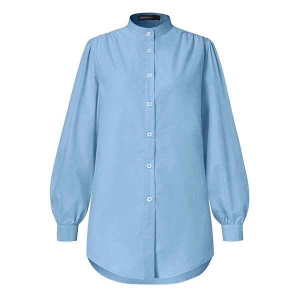 New Women's Bubble Long-sleeved Shirt Turtleneck Loose Office Top Shirt - Image 3