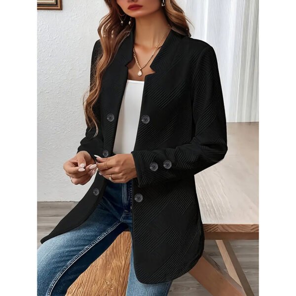 Women's Casual Business Open Front Cardigan Coat Long Sleeve Notch Collar Office Blazer Jacket - Image 7