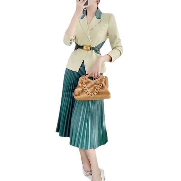 High-end Green Suit Suit Pleated Skirt Two-piece Set - Image 6