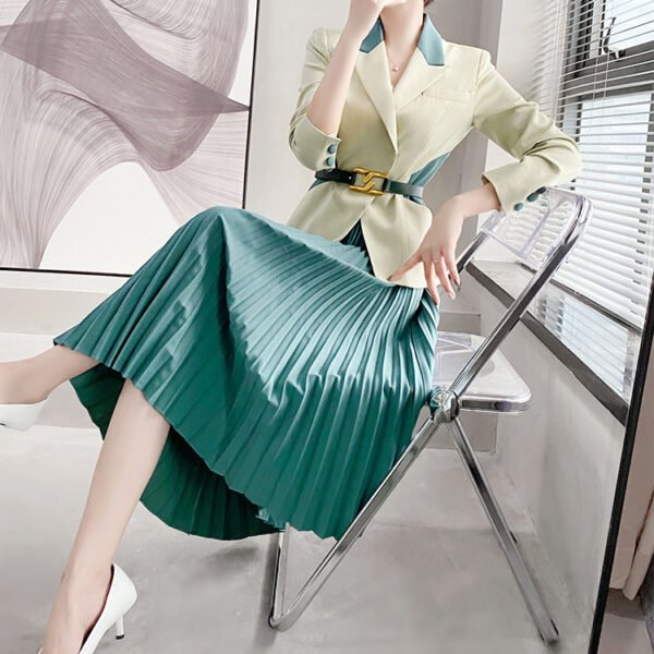High-end Green Suit Suit Pleated Skirt Two-piece Set - Image 5