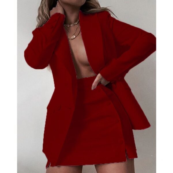 Solid Color Suit Short Skirt Two-piece Set Women's New - Image 3
