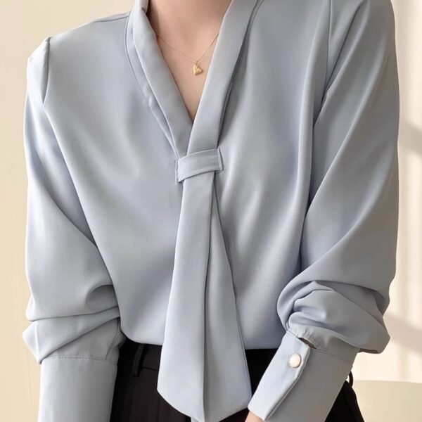 Women's Office Chiffon Commuting Elegant White Shirt - Image 4