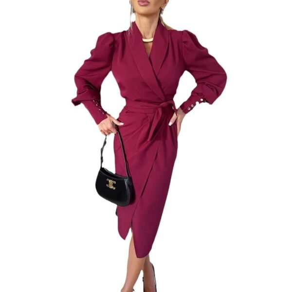 Long Sleeve Commuter Office Dress Women - Image 5