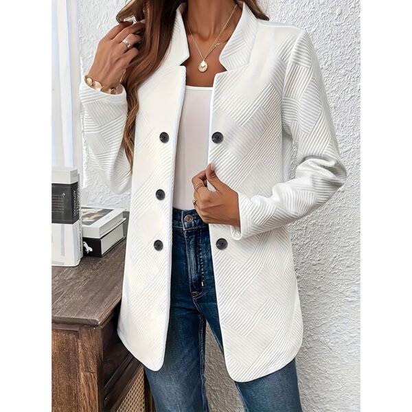 Women's Casual Business Open Front Cardigan Coat Long Sleeve Notch Collar Office Blazer Jacket - Image 4