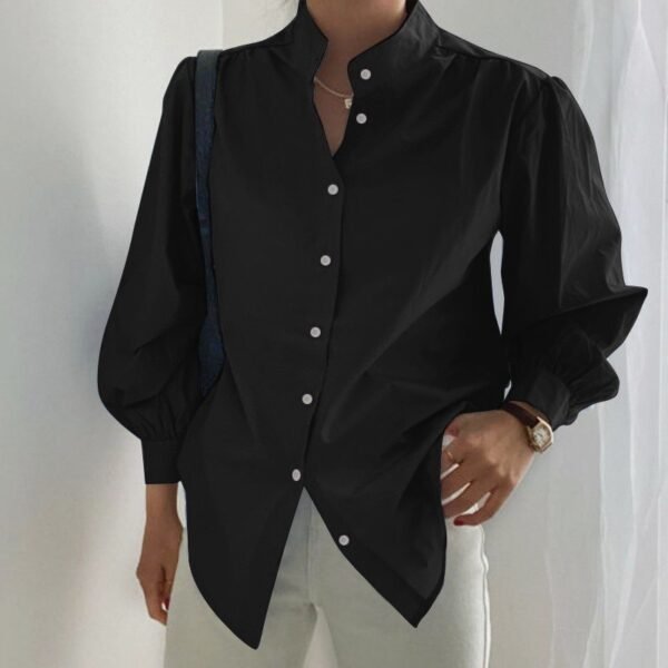 New Women's Bubble Long-sleeved Shirt Turtleneck Loose Office Top Shirt