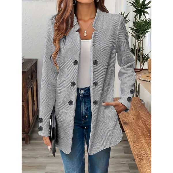 Women's Casual Business Open Front Cardigan Coat Long Sleeve Notch Collar Office Blazer Jacket - Image 9