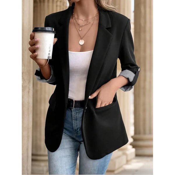 Women's Casual Blazers Open Front Long Sleeve Work Office Suit Jackets Blazer Business Casual Outfits - Image 2