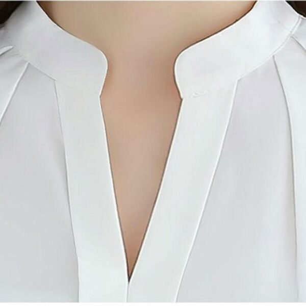 New Style V-neck Long-sleeved Elegant Ladies Office Chiffon Shirt - Image 3