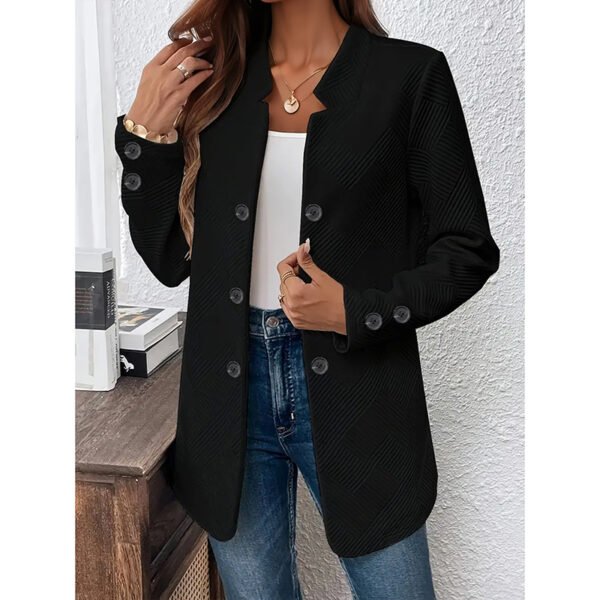 Women's Casual Business Open Front Cardigan Coat Long Sleeve Notch Collar Office Blazer Jacket - Image 6