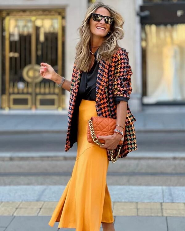 Houndstooth Loose Suit Jacket Women - Image 3