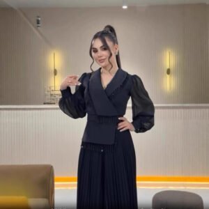 Mesh Tassel Pleated Suit Dress Suit Women