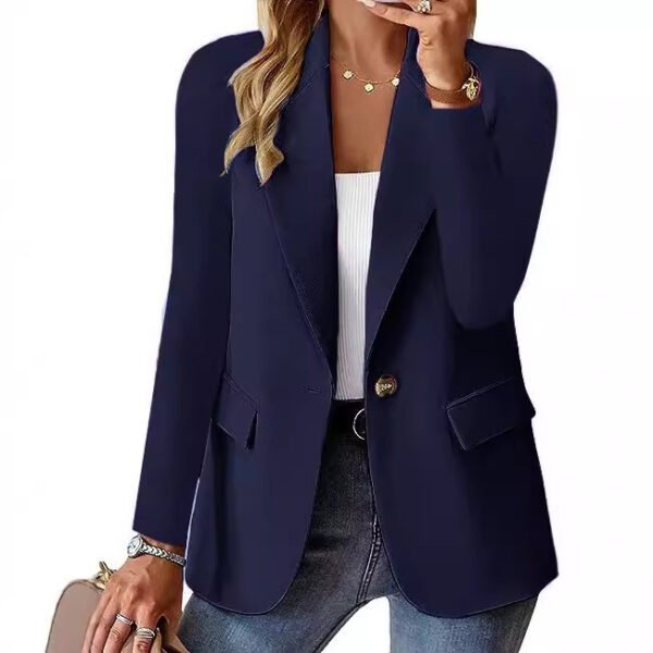 Fashion Casual Women Blazer Long-sleeved Solid Color Casual Cardigan Small Suit Jacket For Women Elegant Office Lady Outerwear - Image 3