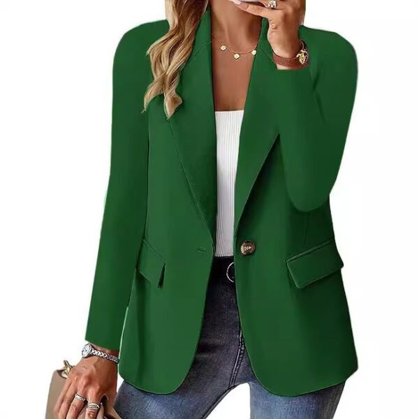Fashion Casual Women Blazer Long-sleeved Solid Color Casual Cardigan Small Suit Jacket For Women Elegant Office Lady Outerwear - Image 2