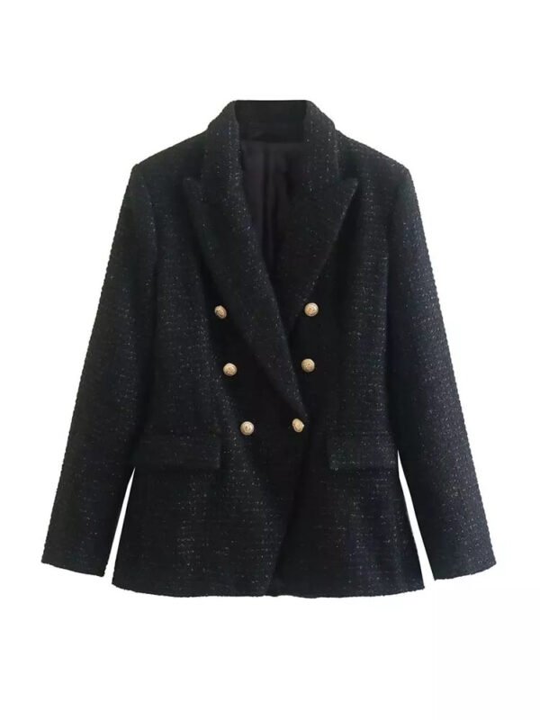 Urban Casual Women Textured Double Breasted Blazer - Image 6