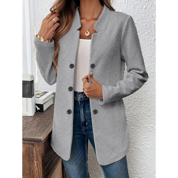 Women's Casual Business Open Front Cardigan Coat Long Sleeve Notch Collar Office Blazer Jacket - Image 10