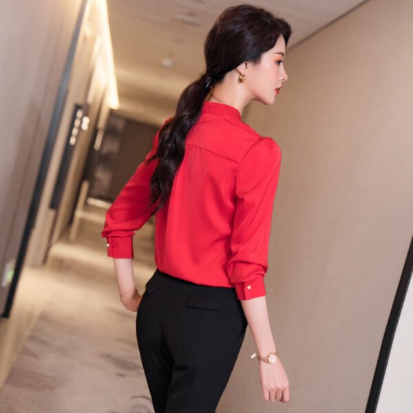 Business Office Blouse Beauty Salon Front Desk Professional Wear Shirt - Image 4